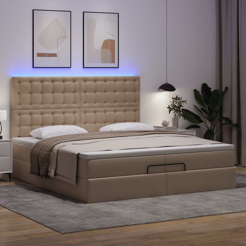 Ottoman-Bett mit Matratzen Cappuccino 200x200cm Kunstleder