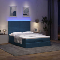 Ottoman-Bett mit Matratze & LEDs Blau 140x190 cm Stoff