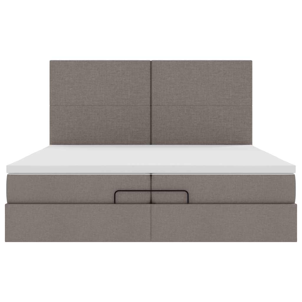 Ottoman-Bett mit Matratzen Taupe 200x200 cm Stoff