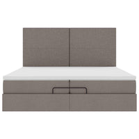 Ottoman-Bett mit Matratzen Taupe 200x200 cm Stoff