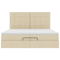 Ottoman-Bett mit Matratzen Creme 200x200 cm Stoff