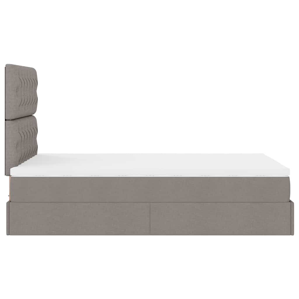 Ottoman-Bett mit Matratze Taupe 120x190 cm Stoff