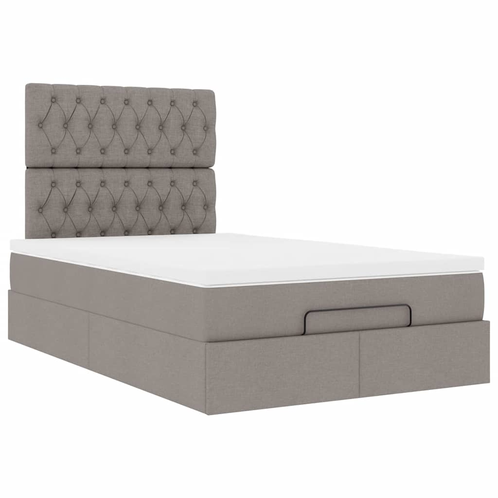 Ottoman-Bett mit Matratze Taupe 120x200 cm Stoff