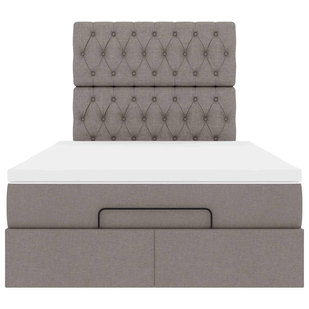 Ottoman-Bett mit Matratze Taupe 120x200 cm Stoff