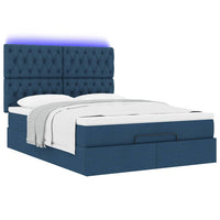 Ottoman-Bett mit Matratze & LEDs Blau 140x190 cm Stoff