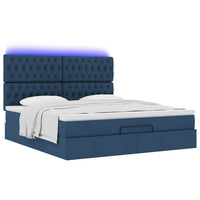 Ottoman-Bett mit Matratze & LEDs Blau 180x200 cm Stoff