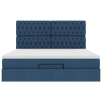 Ottoman-Bett mit Matratze & LEDs Blau 180x200 cm Stoff