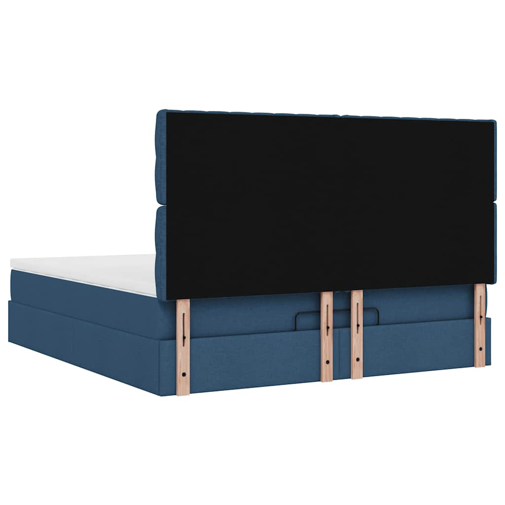 Ottoman-Bett mit Matratze & LEDs Blau 180x200 cm Stoff