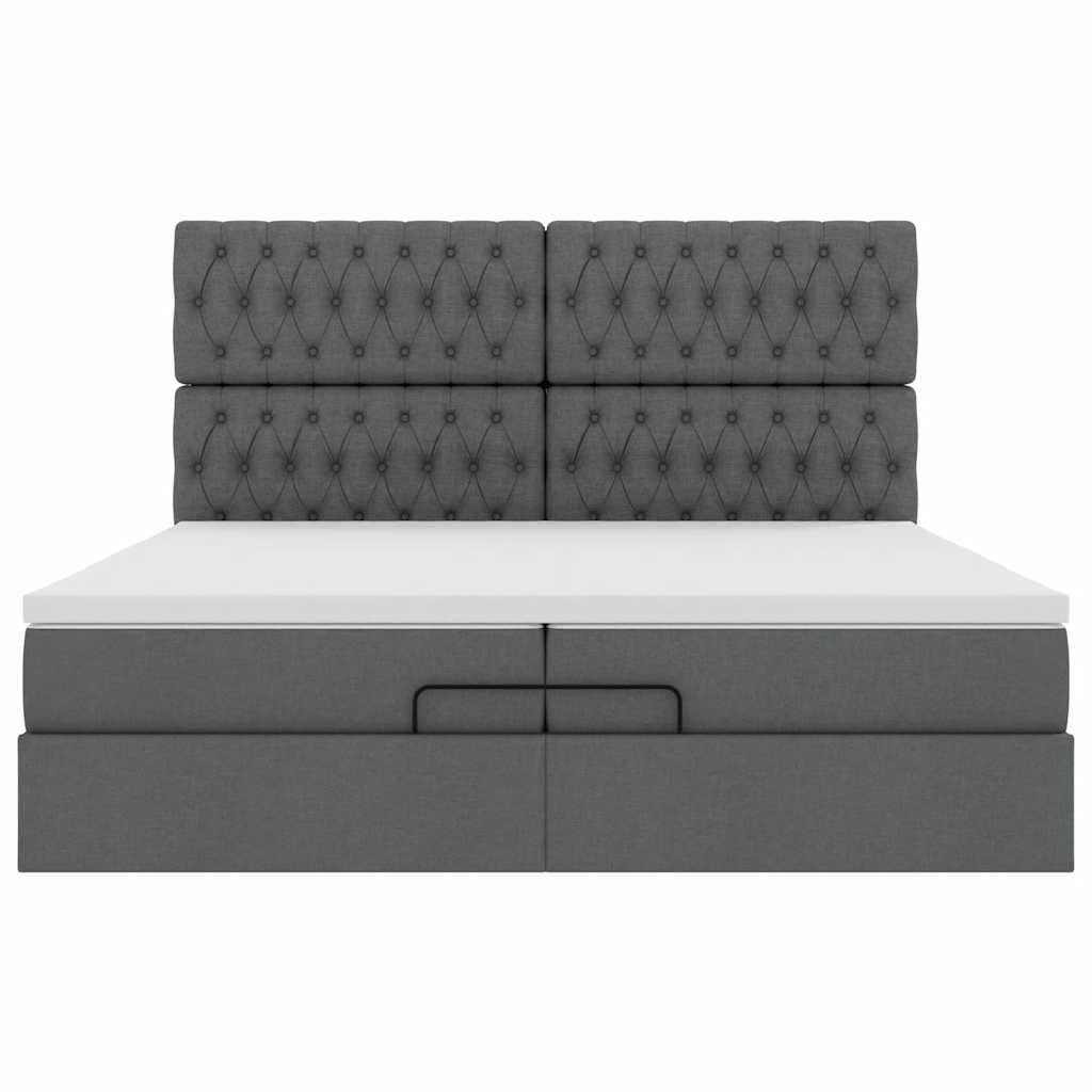 Ottoman-Bett mit Matratzen Dunkelgrau 200x200 cm Stoff