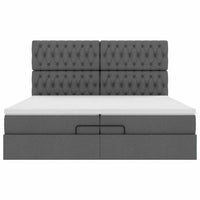 Ottoman-Bett mit Matratzen Dunkelgrau 200x200 cm Stoff