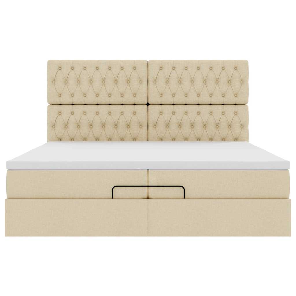 Ottoman-Bett mit Matratzen Creme 200x200 cm Stoff