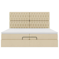 Ottoman-Bett mit Matratzen Creme 200x200 cm Stoff