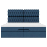 Ottoman-Bett mit Matratzen Blau 200x200 cm Stoff