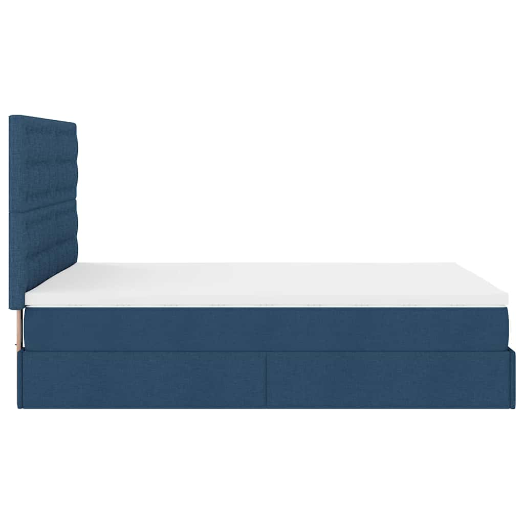 Ottoman-Bett mit Matratze & LEDs Blau 140x190 cm Stoff