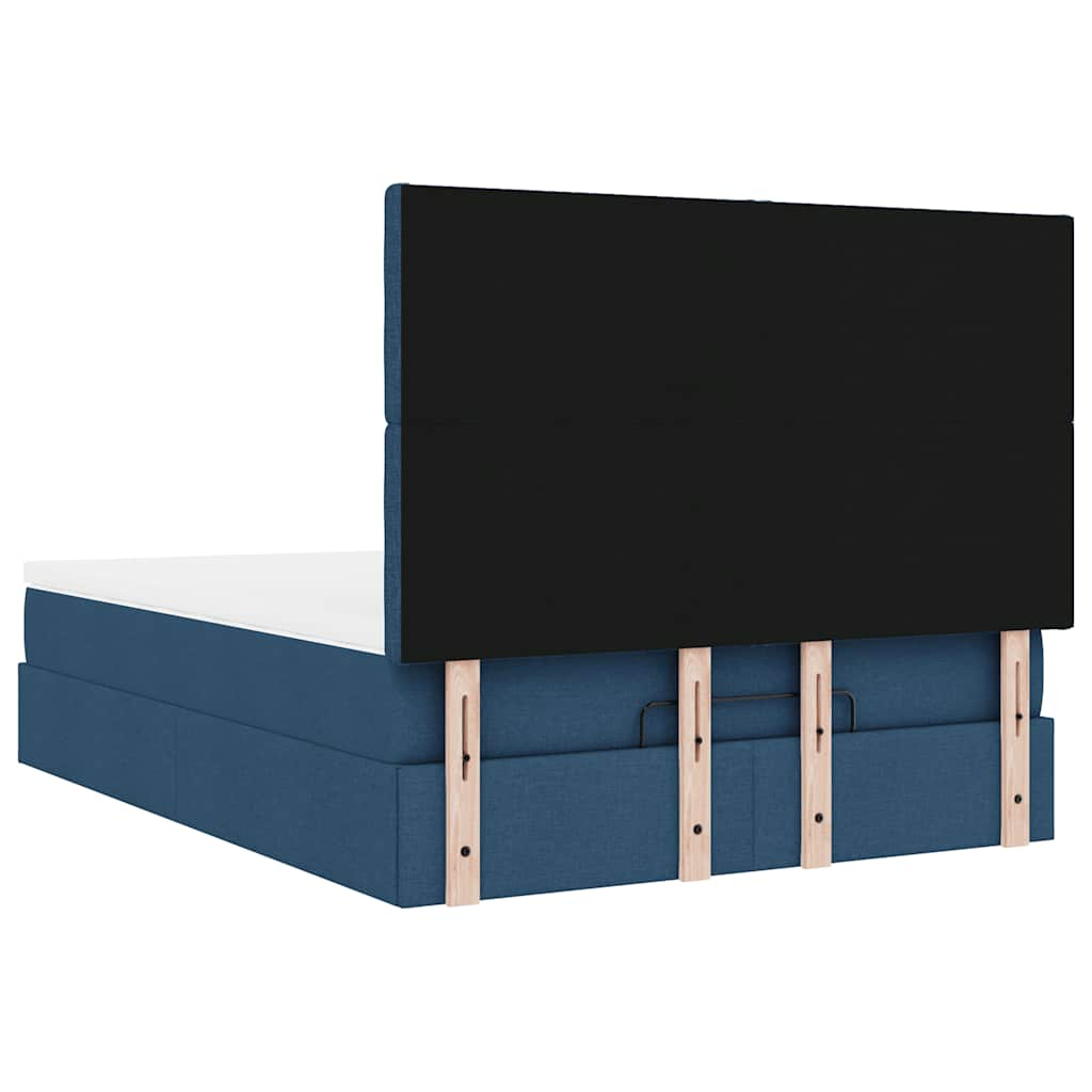 Ottoman-Bett mit Matratze & LEDs Blau 140x190 cm Stoff