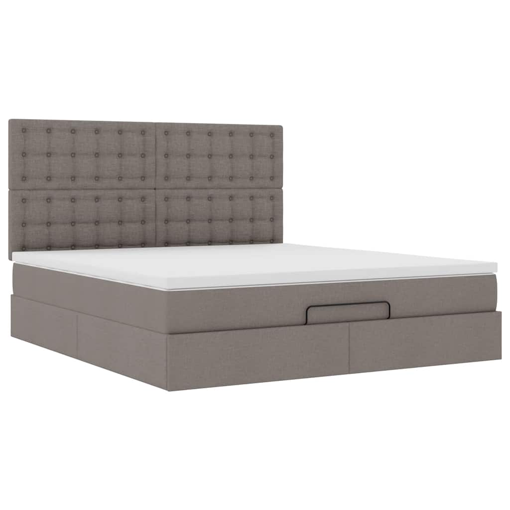 Ottoman-Bett mit Matratze Taupe 160x200 cm Stoff