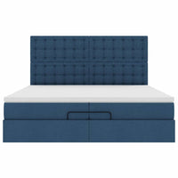 Ottoman-Bett mit Matratzen Blau 200x200 cm Stoff