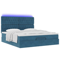 Ottoman-Bett mit Matratzen & LEDs Dunkelblau 180x200 cm Samt