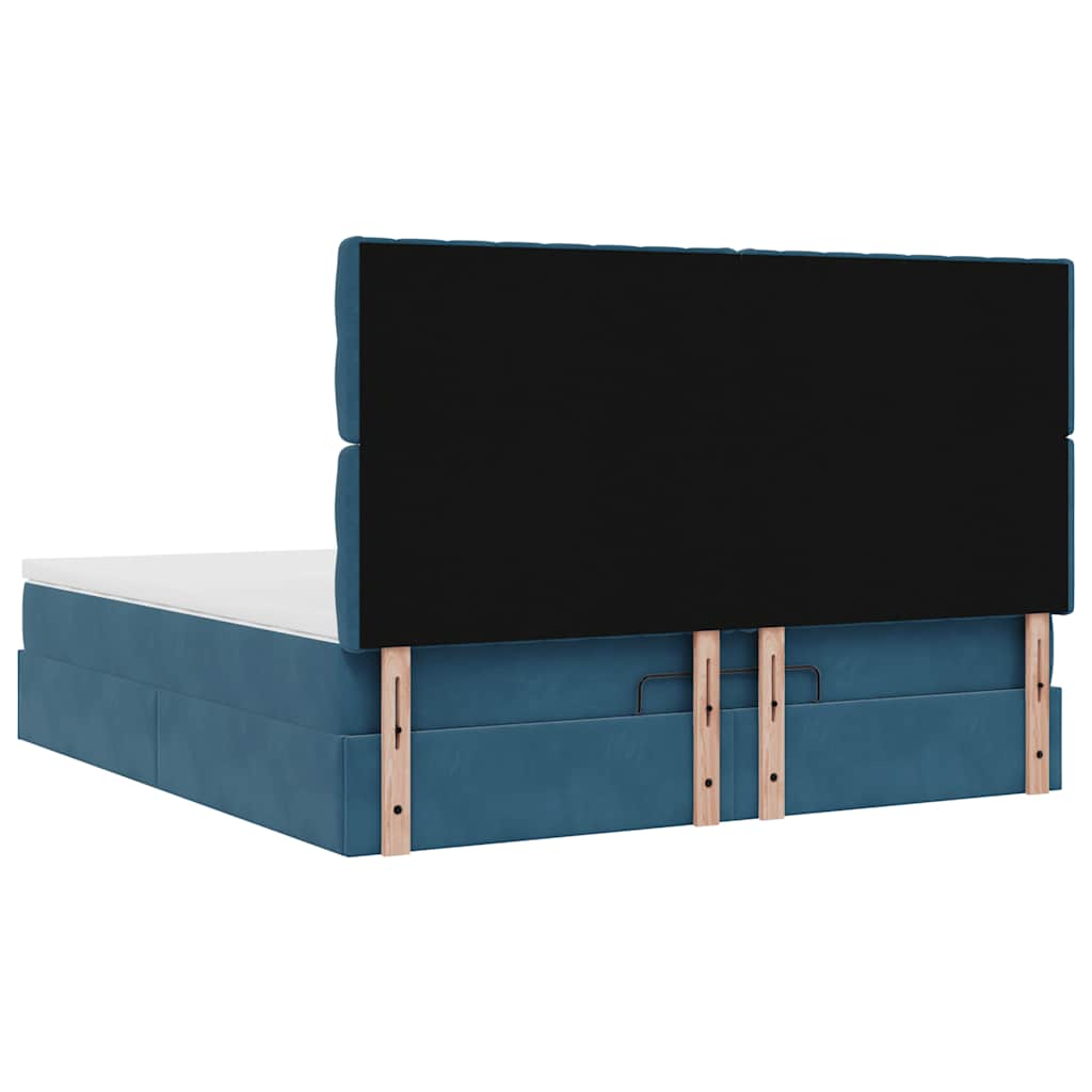 Ottoman-Bett mit Matratzen & LEDs Dunkelblau 180x200 cm Samt