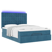 Ottoman-Bett mit Matratzen & LEDs Dunkelblau 140x190 cm Samt