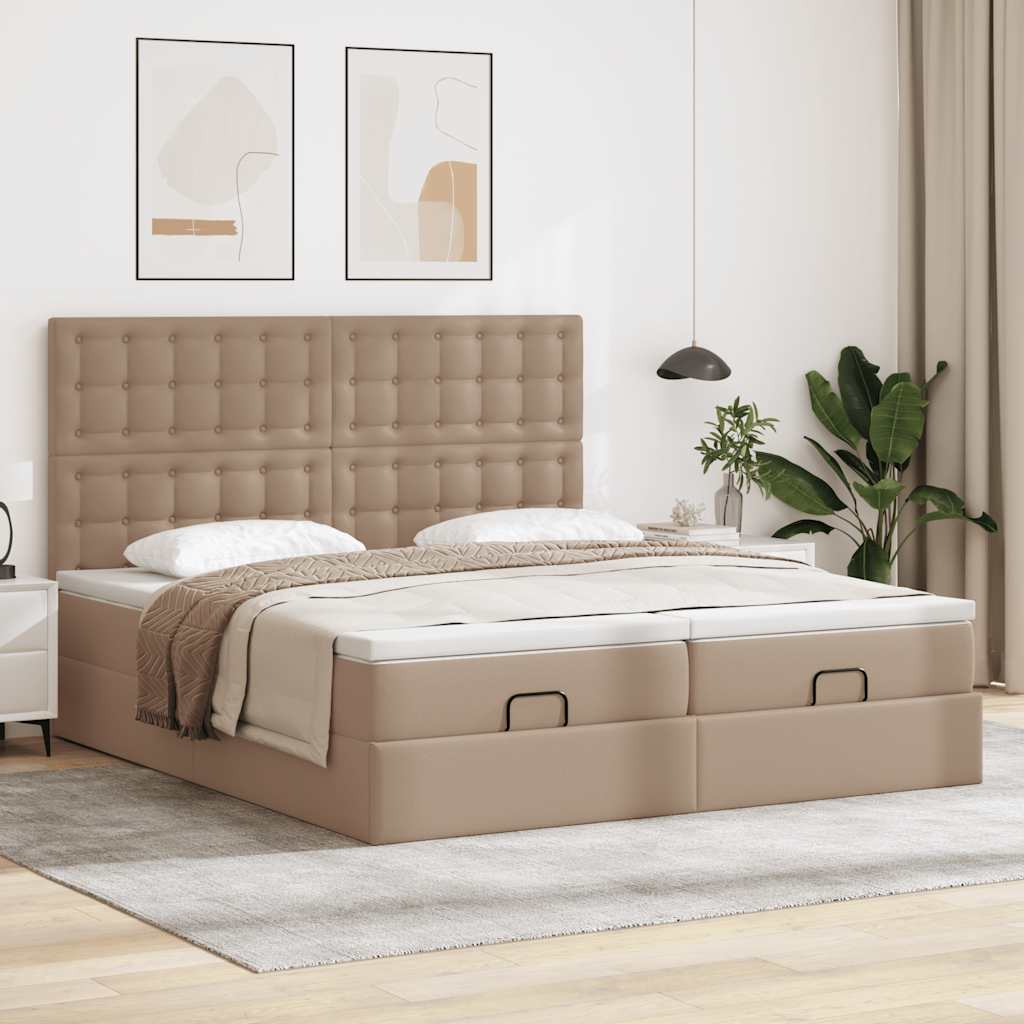 Ottoman-Bett mit Matratzen Cappuccino 200x200 cm Kunstleder