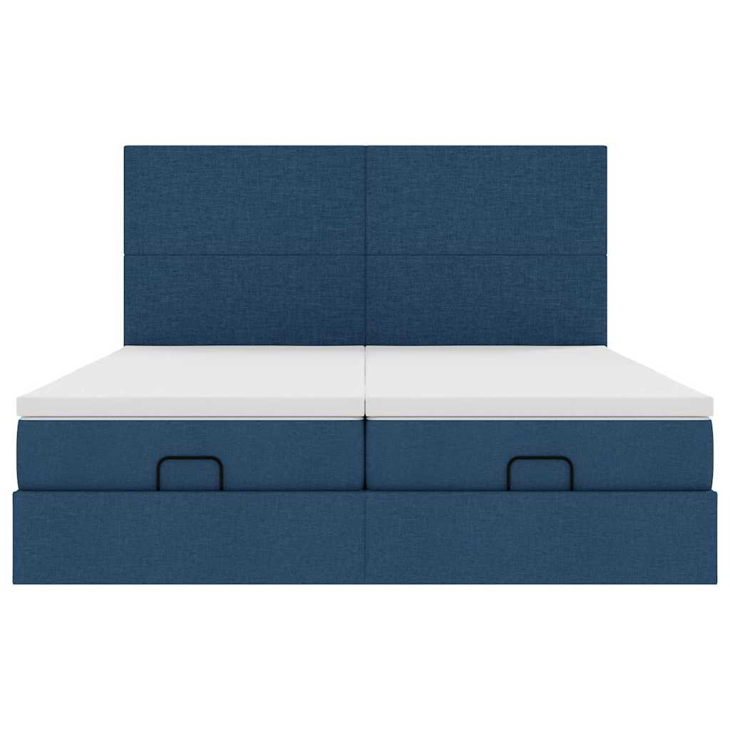 Ottoman-Bett mit Matratzen Blau 200x200 cm Stoff