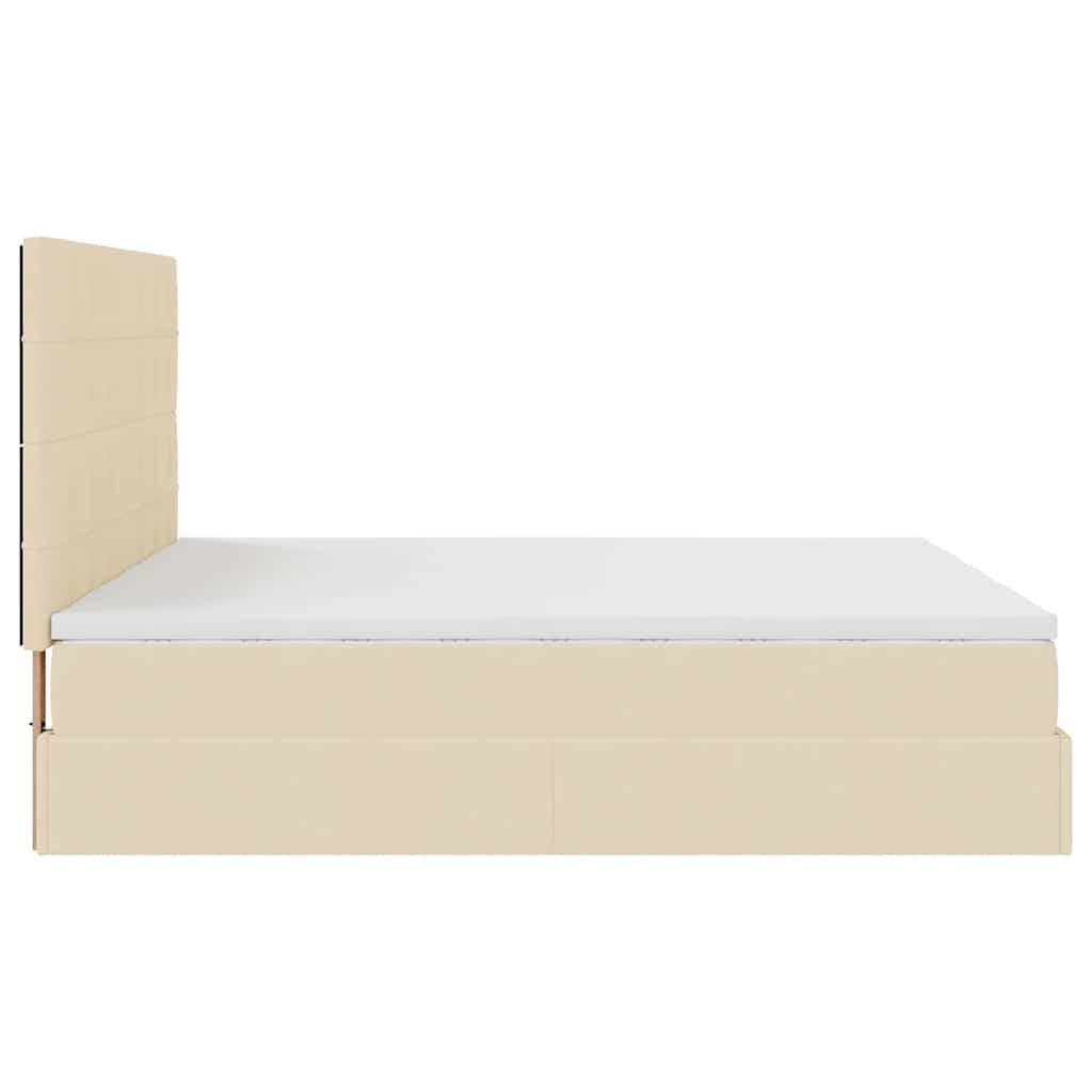 Ottoman-Bett mit Matratzen Creme 200x200 cm Stoff