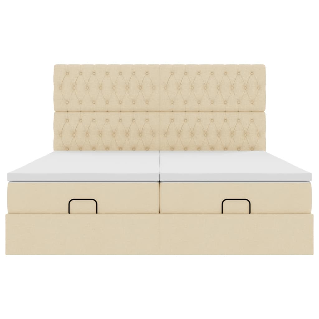 Ottoman-Bett mit Matratzen Creme 160x200 cm Stoff