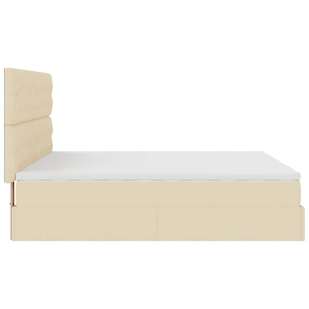 Ottoman-Bett mit Matratzen Creme 180x200 cm Stoff