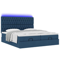 Ottoman-Bett mit Matratzen Blau 180x200 cm Stoff