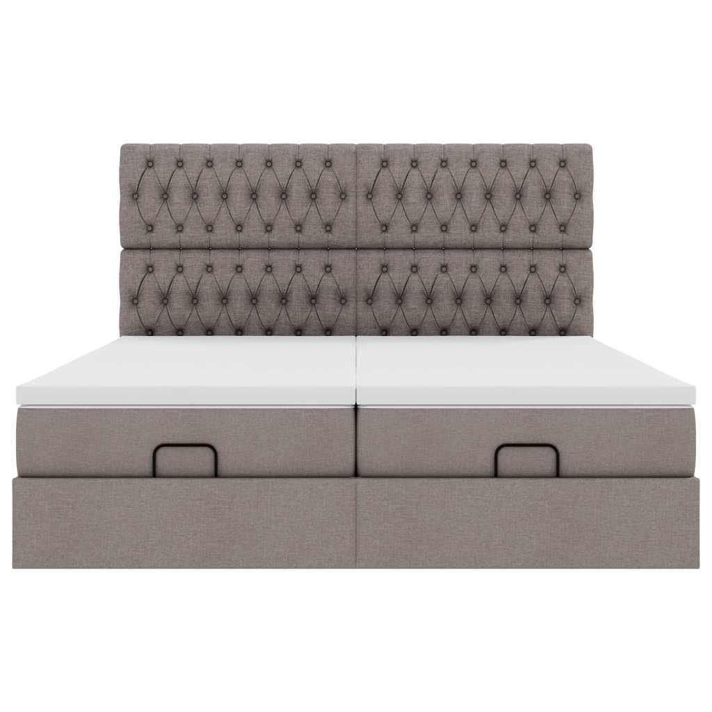 Ottoman-Bett mit Matratzen Taupe 200x200 cm Stoff