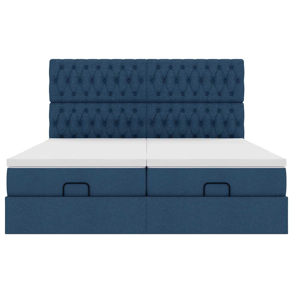 Ottoman-Bett mit Matratzen Blau 200x200 cm Stoff