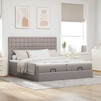 Ottoman-Bett mit Matratzen Taupe 180x200 cm Stoff