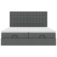 Ottoman-Bett mit Matratzen Dunkelgrau 200x200 cm Stoff