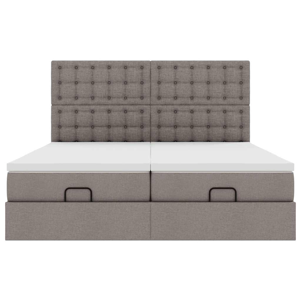 Ottoman-Bett mit Matratzen Taupe 200x200 cm Stoff