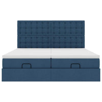 Ottoman-Bett mit Matratzen Blau 200x200 cm Stoff