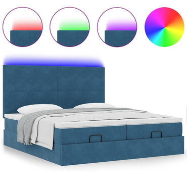 Ottoman-Bett mit Matratzen & LED Dunkelblau 200x200 cm Samt