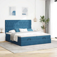 Ottoman-Bett mit Matratzen Dunkelblau 180x200 cm Samt