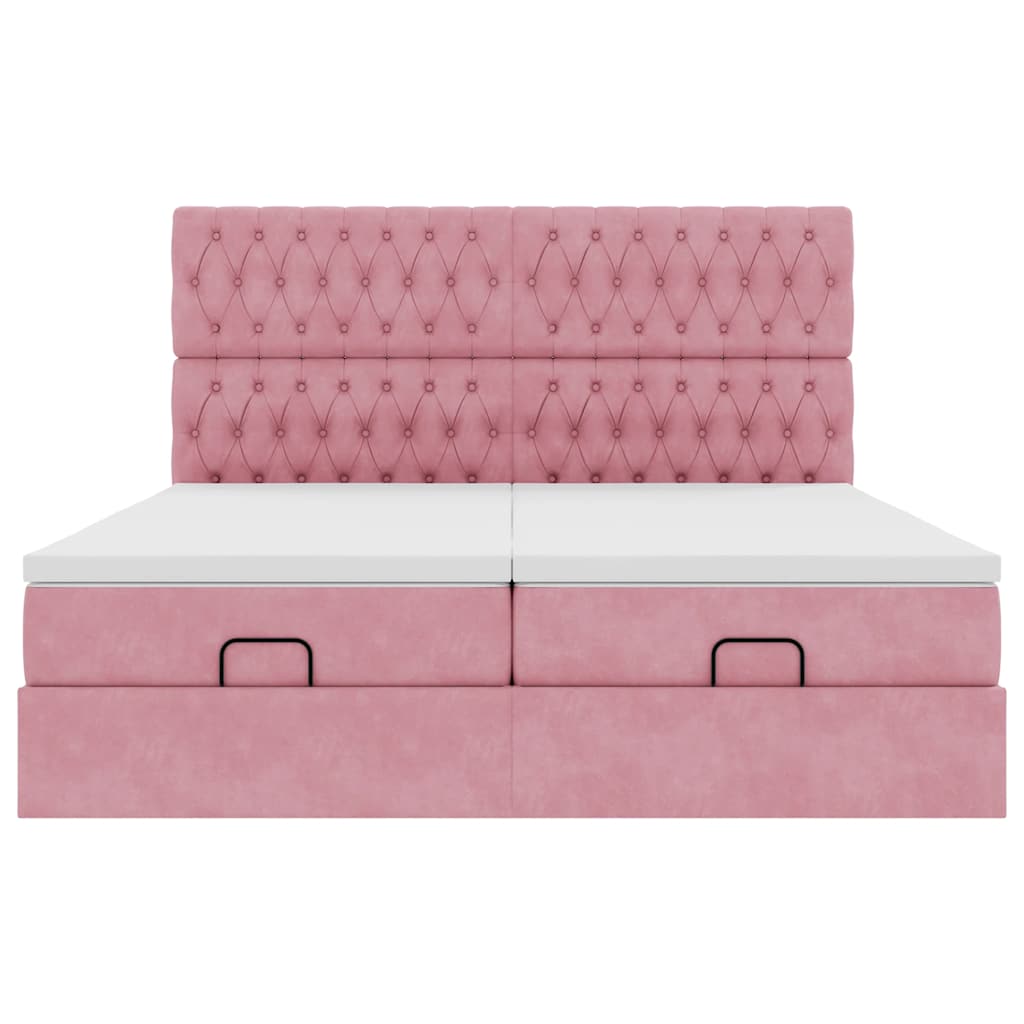 Ottoman-Bett mit Matratzen Rosa 180x200 cm Samt