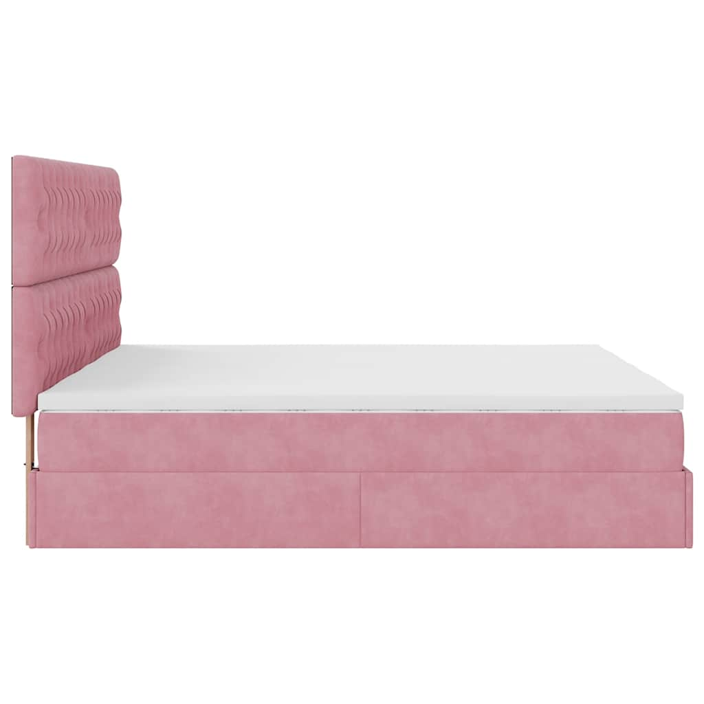 Ottoman-Bett mit Matratzen Rosa 180x200 cm Samt