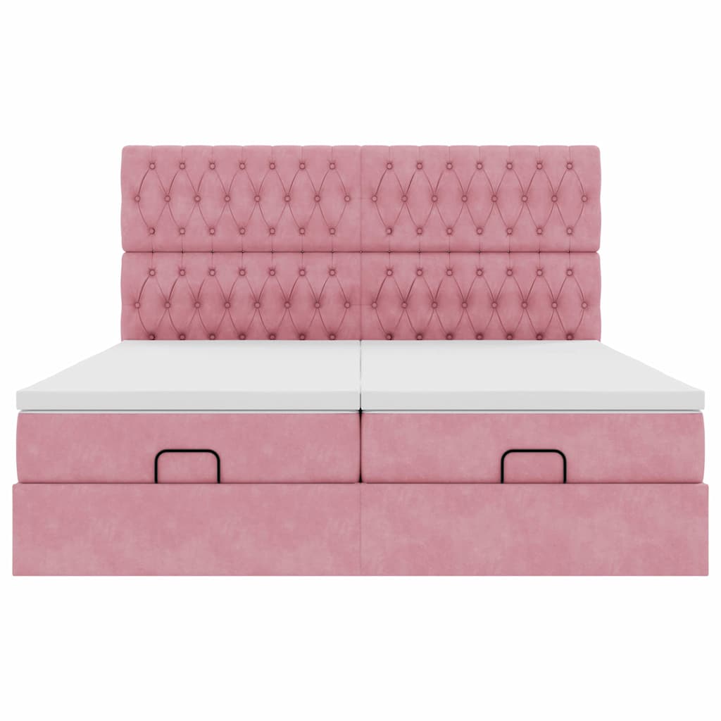 Ottoman-Bett mit Matratzen Rosa 200x200 cm Samt