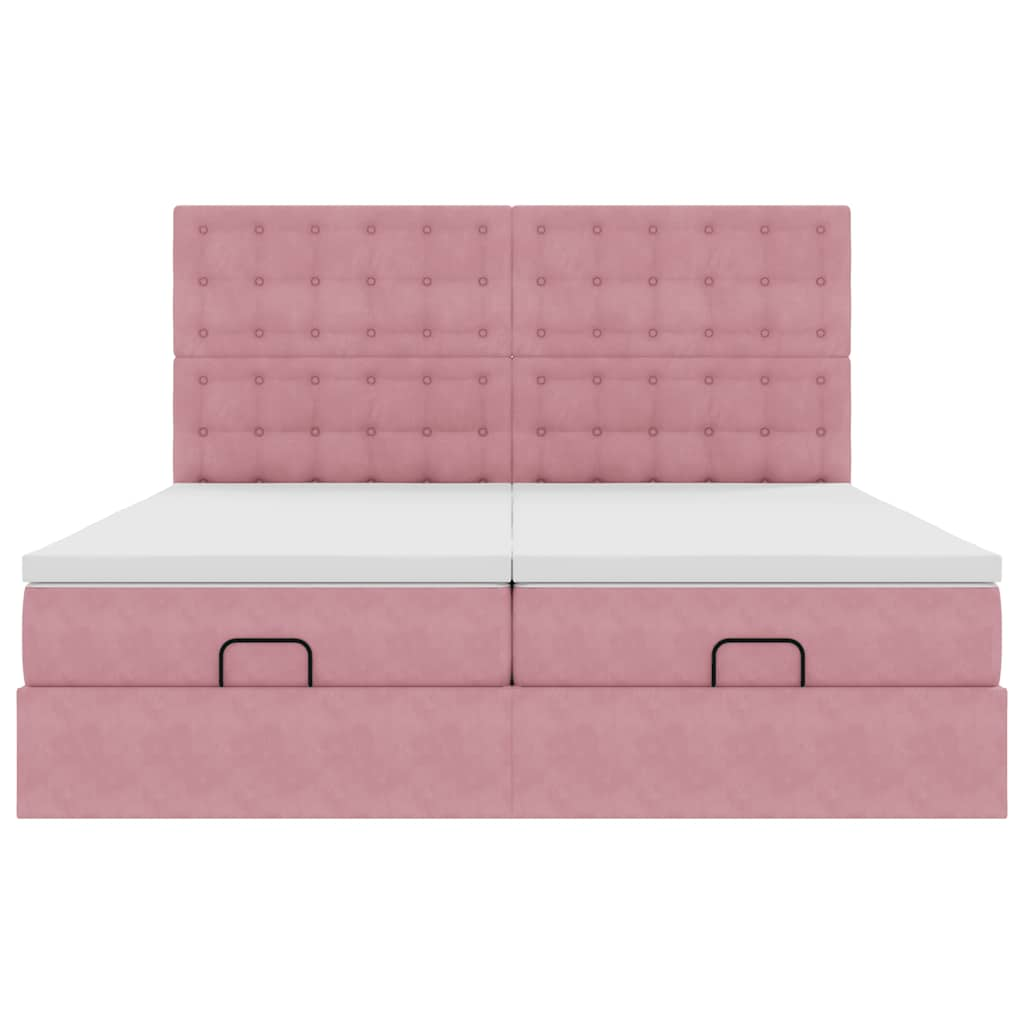 Ottoman-Bett mit Matratzen Rosa 180x200 cm Samt