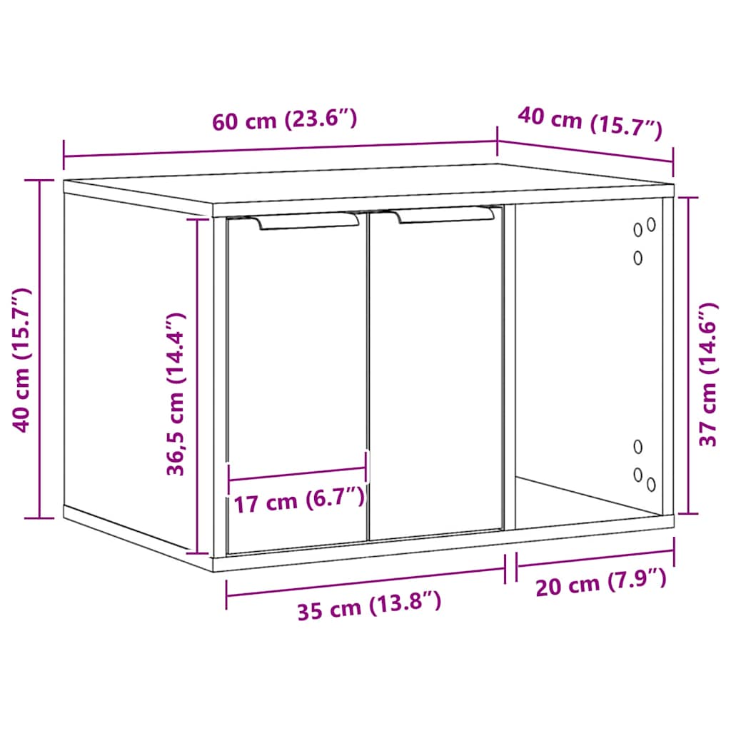 Katzenklo Altholz-Optik 60x40x40 cm Holzwerkstoff