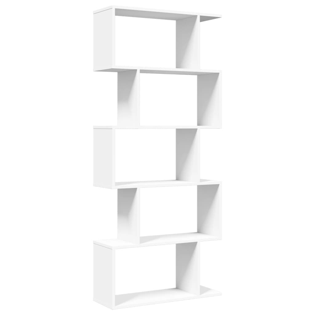 Raumteiler Bücherregal 5-stufig Weiß 70x24x161 cm Holzwerkstoff