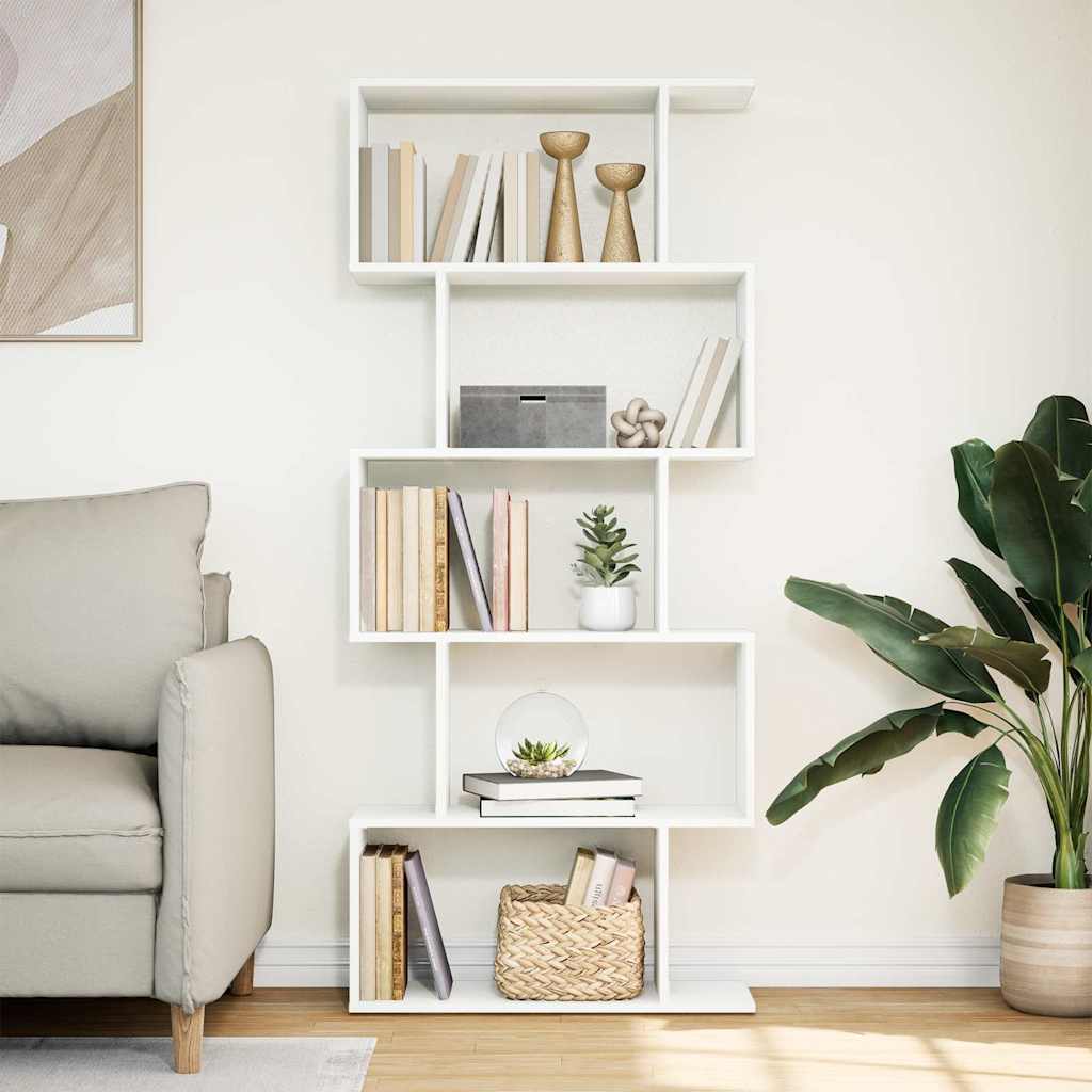 Raumteiler Bücherregal 5-stufig Weiß 70x24x161 cm Holzwerkstoff