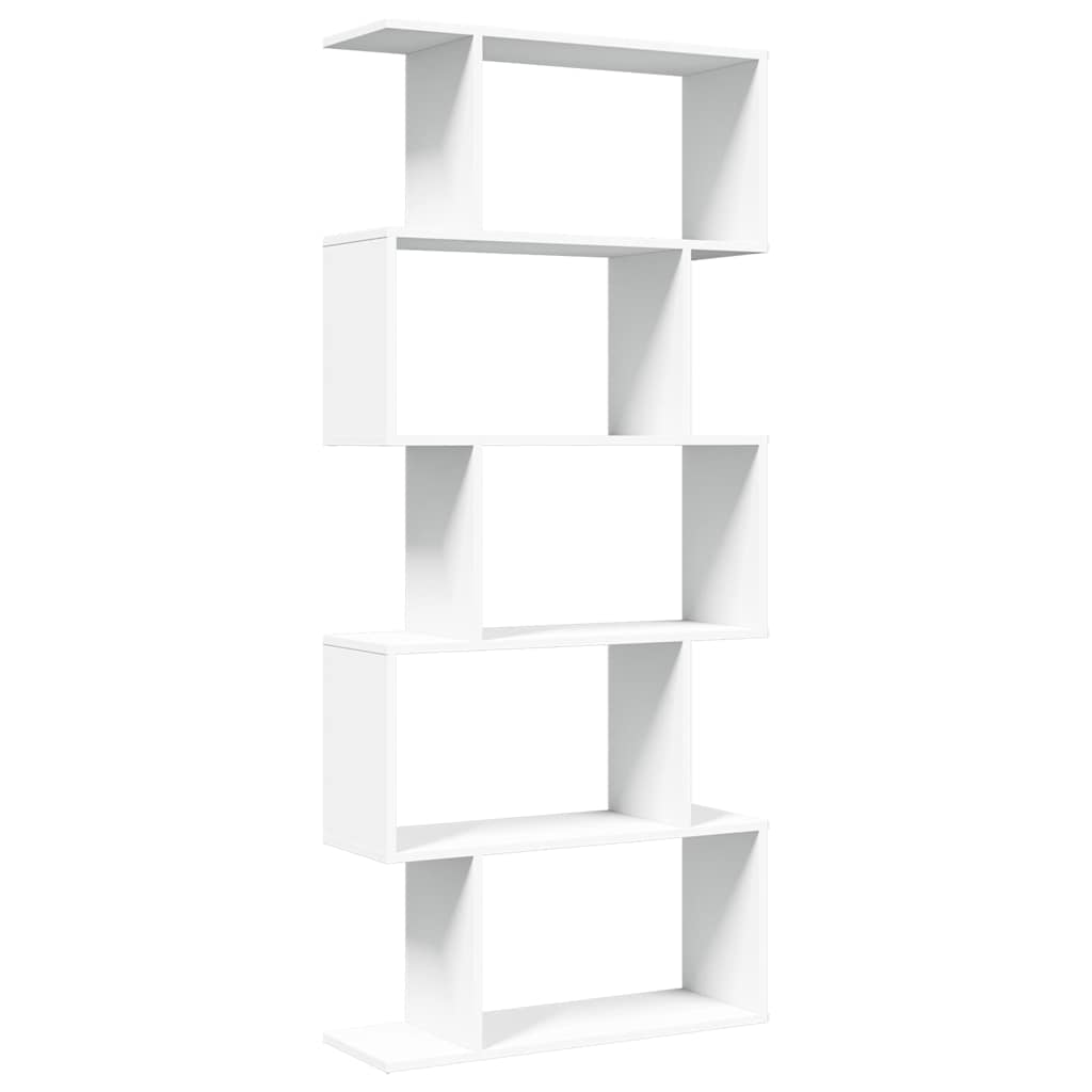 Raumteiler Bücherregal 5-stufig Weiß 70x24x161 cm Holzwerkstoff
