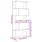 Raumteiler Bücherregal 5-stufig Weiß 70x24x161 cm Holzwerkstoff
