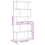 Raumteiler-Bücherregal 5 Etagen Räuchereiche 70x24x161 cm
