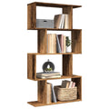 Raumteiler-Bücherregal 4 Böden Altholz-Optik 70x24x129 cm