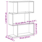 Raumteiler-Bücherregal 3 Fächer Altholz-Optik 70x24x97 cm
